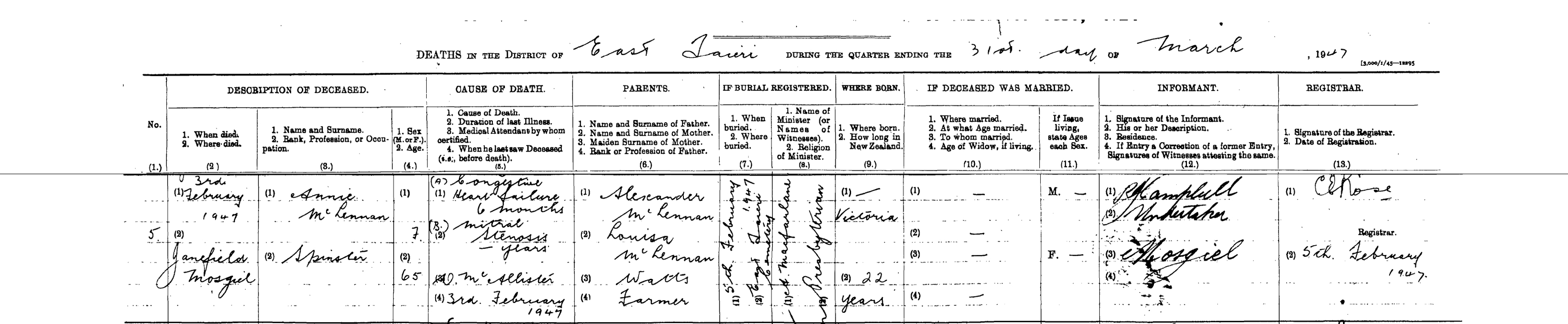Photo of photos/Annie McLennan dth rcd 1947 East Taieri
